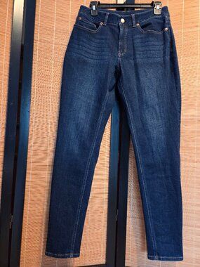 LL Bean Favorite Fit BeanFlex Skinny Leg Women's Size 6 Jeans Dark Blue Denim